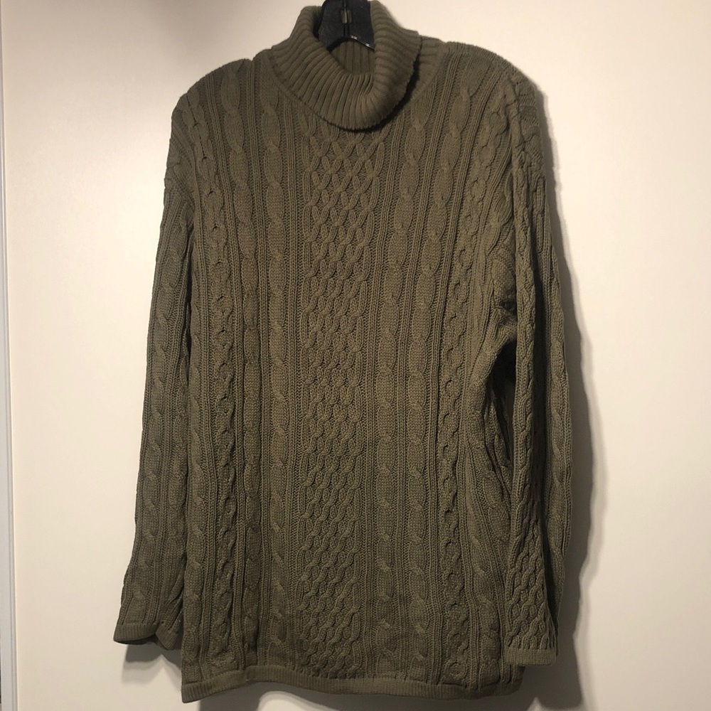 Olive Cable-Knit Turtleneck Sweater for Women